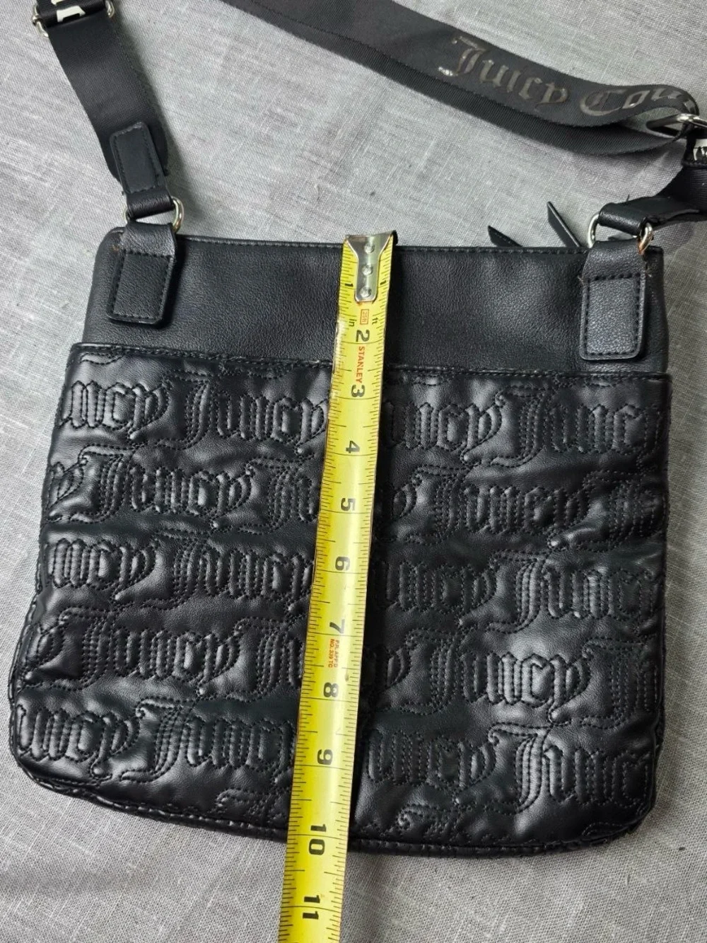 Juicy Couture Embossed Logo Black Crossbody Purse Shoulder Bag